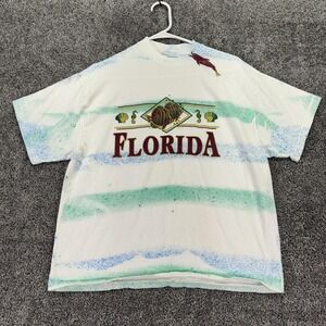 Vintage Florida Shirt Mens Large Dolphin Fish CFDA Graphic Beach Ocean